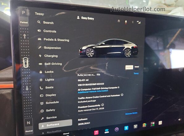 5YJSA1E51MF453423 2021 TESLA MODEL Black ხელსაწყოთა პანელის ხედი