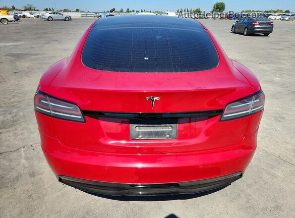 5YJSA1E56NF473877 2022 TESLA MODEL Red Rear view