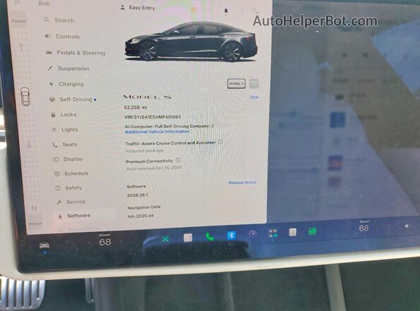 5YJSA1E5XMF451993 2021 TESLA MODEL Угольный Вид щитка приборов