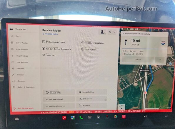 5YJSA1E69NF478628 2022 TESLA MODEL Blue Widok zestawu wskaźników