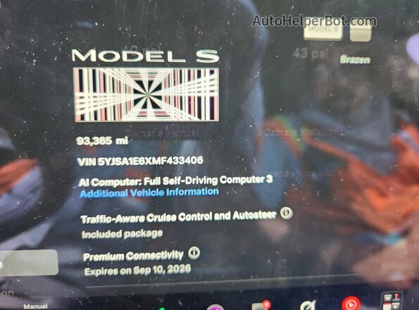 5YJSA1E6XMF433406 2021 TESLA MODEL Black Instrument cluster view