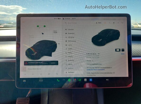 5YJYGAEE0MF191127 2021 TESLA MODEL Черный Вид щитка приборов
