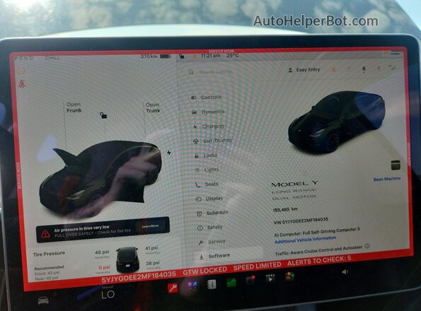 5YJYGDEE2MF184035 2021 TESLA MODEL Black Instrument cluster view