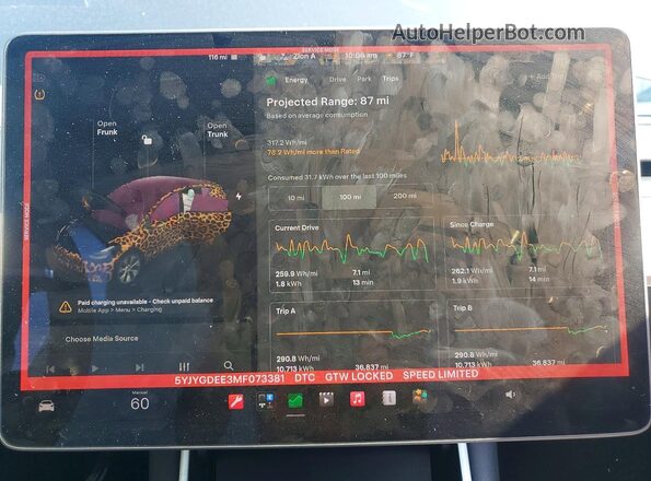5YJYGDEE3MF073381 2021 TESLA MODEL Charcoal Widok zestawu wskaźników