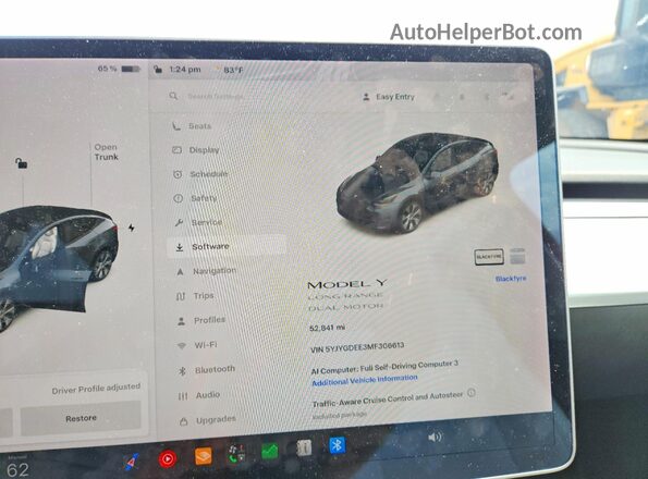 5YJYGDEE3MF306613 2021 TESLA MODEL Silver Вид щитка приладів