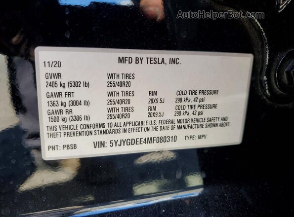 5YJYGDEE4MF080310 2021 TESLA MODEL Черный Вид подкапотного пространства