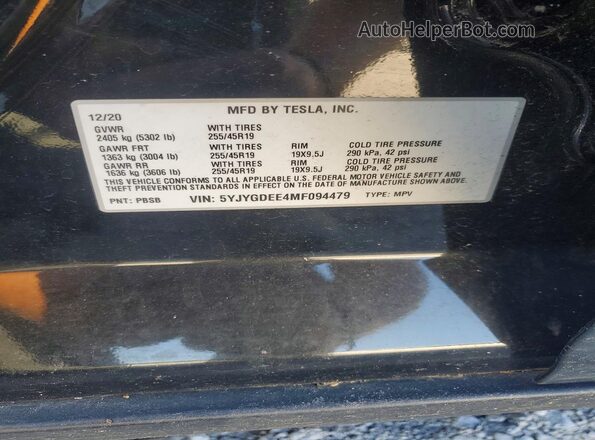 5YJYGDEE4MF094479 2021 TESLA MODEL Black ძრავის განყოფილების ხედი