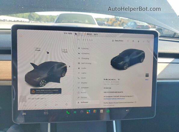 5YJYGDEE4MF094479 2021 TESLA MODEL Black ხელსაწყოთა პანელის ხედი