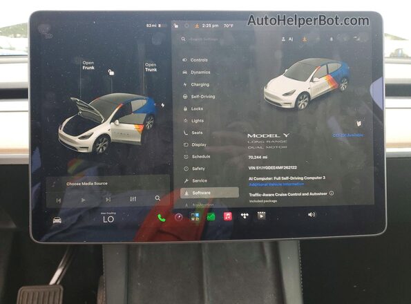 5YJYGDEE4MF262122 2021 TESLA MODEL Silver Սարքավորումների վահանակի տեսք