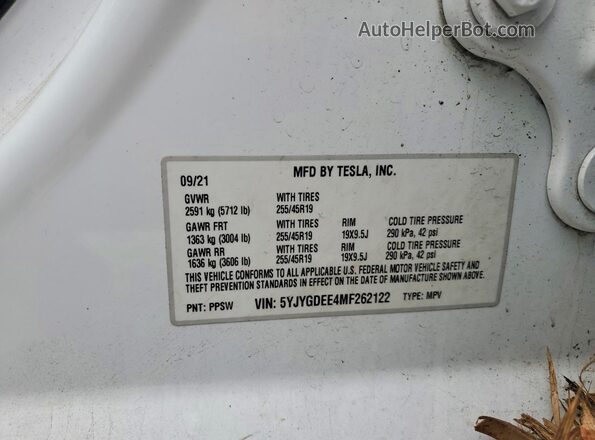 5YJYGDEE4MF262122 2021 TESLA MODEL Silver Շարժիչի բաժամունքի տեսք