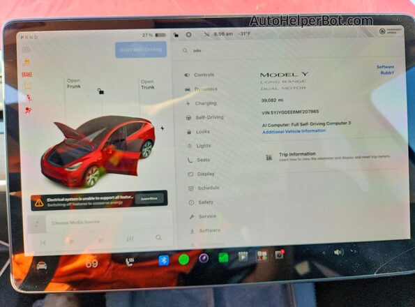 5YJYGDEE6MF207865 2021 TESLA MODEL Red ხელსაწყოთა პანელის ხედი