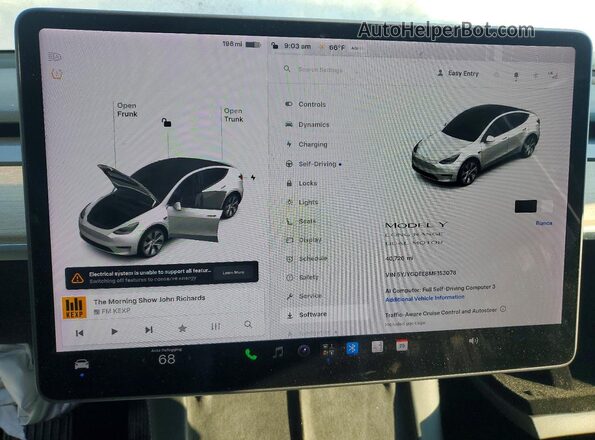 5YJYGDEE8MF153078 2021 TESLA MODEL White ხელსაწყოთა პანელის ხედი