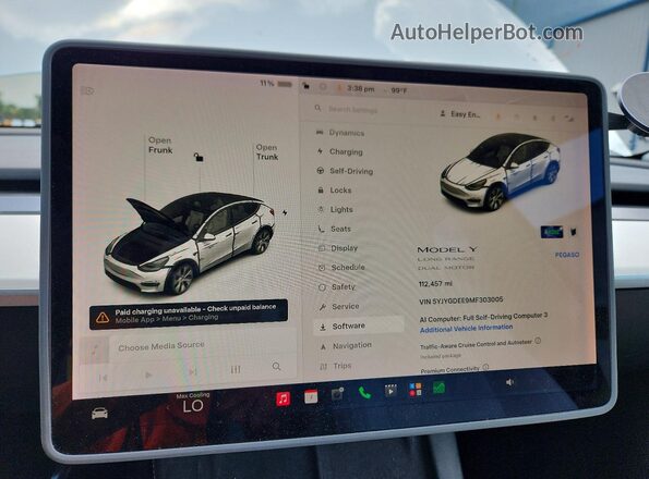 5YJYGDEE9MF303005 2021 TESLA MODEL White Вид щитка приладів