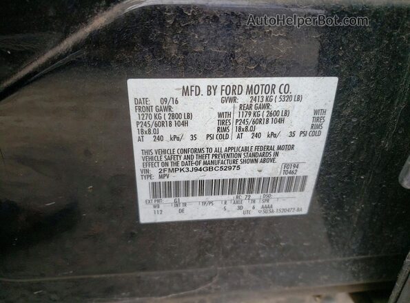 2FMPK3J94GBC52975 2016 FORD EDGE Black VIN კოდის სტიკერის ხედი