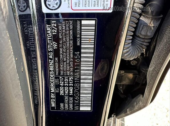 W1K6G7GB1NA111654 2022 MERCEDES-BENZ S Black Vista interior trasera
