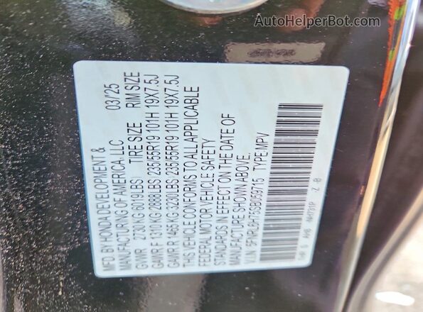 5FNRL6H75SB059715 2025 HONDA ODYSSEY Black Widok wnętrza 360 stopni