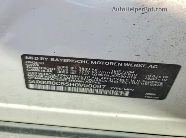 5UXKR0C55H0V50097 2017 BMW X5 White 360 interior view