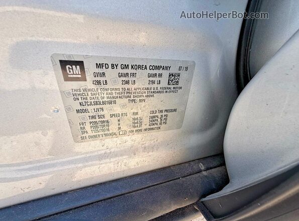KL7CJLSB3LB016810 2020 CHEVROLET TRAX Silver Սալոնի հետևի տեսք