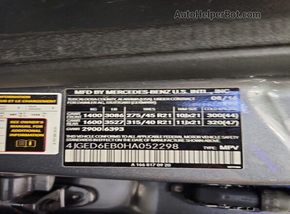 4JGED6EB0HA052298 2017 MERCEDES-BENZ GLE Black Սալոնի 360 աստիճան տեսք