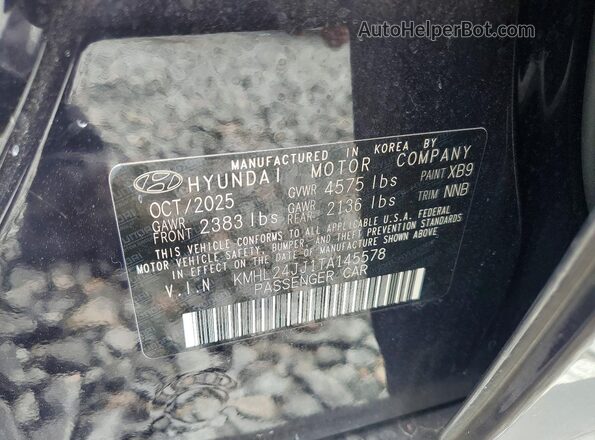 KMHL24JJ1TA145578 2026 HYUNDAI SONATA Черный Вид наклейки с VIN-кодом