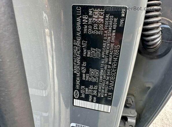5NMJB3DE9RH428815 2024 HYUNDAI TUCSON Gray Widok wnętrza z tyłu