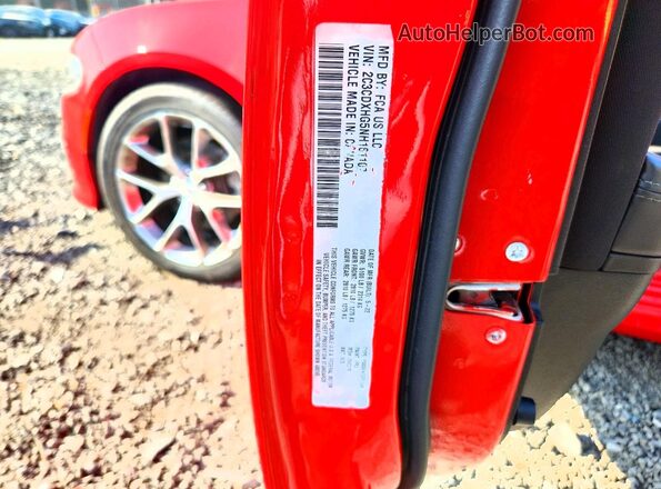 2C3CDXHG5NH161107 2022 DODGE CHARGER Red VIN sticker view