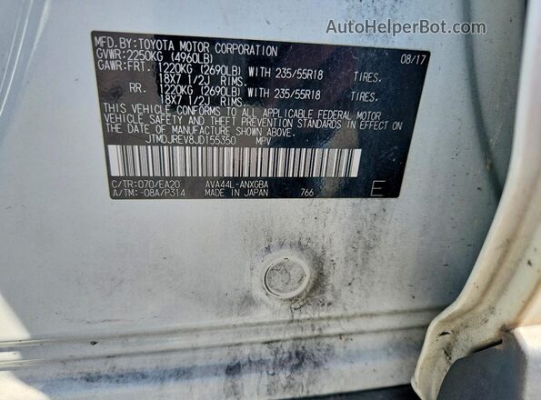 JTMDJREV8JD155350 2018 TOYOTA RAV4 White Панорамний вид салону 360°