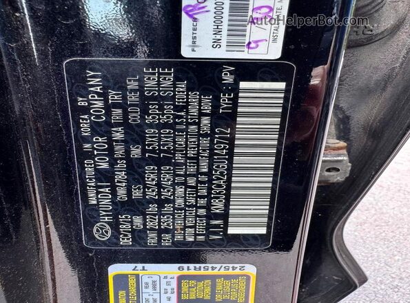 KM8J3CA25GU149712 2016 HYUNDAI TUCSON Black Widok naklejki z numerem VIN