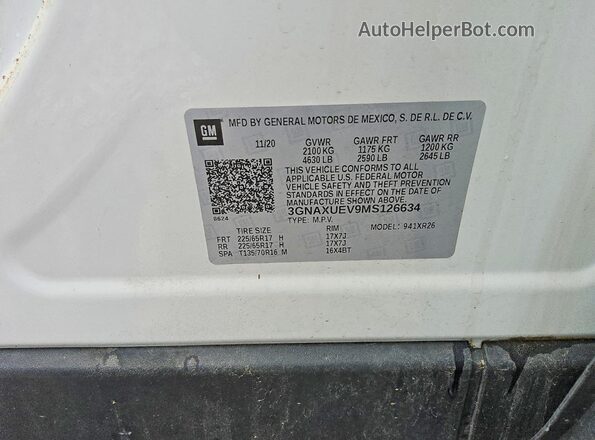 3GNAXUEV9MS126634 2021 CHEVROLET EQUINOX White სალონის 360-გრადუსიანი ხედი