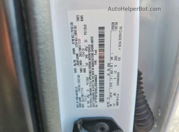1FTFW1E5XLKE44823 2020 FORD F150 White VIN կոդի պիտակի տեսք