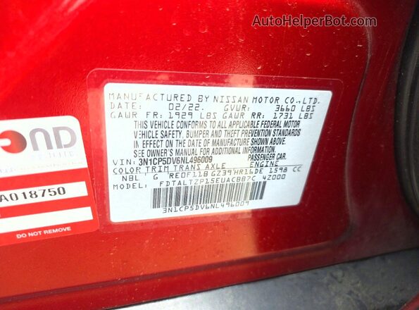 3N1CP5DV6NL496009 2022 NISSAN KICKS Maroon Widok wnętrza z tyłu