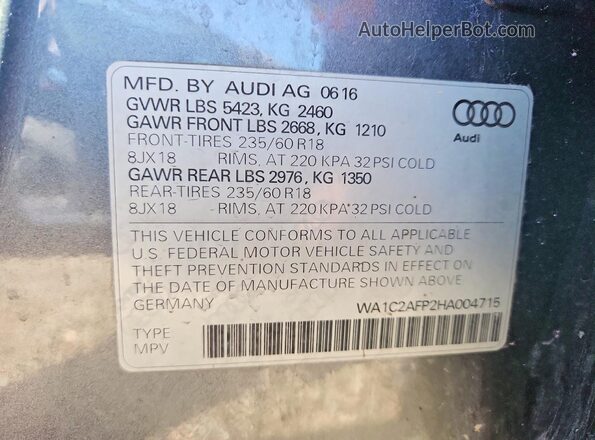 WA1C2AFP2HA004715 2017 AUDI Q5 Серый 