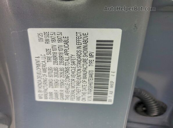 7FARS6H60TE044670 2026 HONDA CR-V Gray სალონის 360-გრადუსიანი ხედი