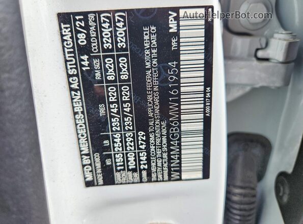 W1N4M4GB6MW161954 2021 MERCEDES-BENZ GLB-CLASS White 360 interior view