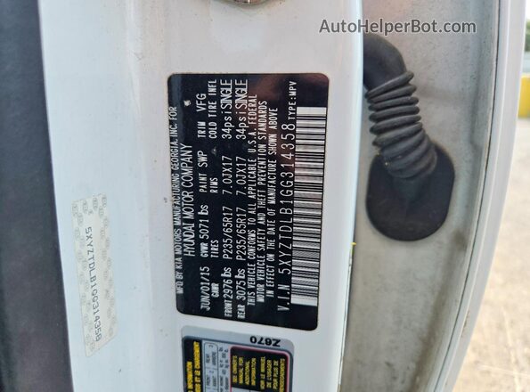 5XYZTDLB1GG314358 2016 HYUNDAI SANTA White Widok wnętrza 360 stopni