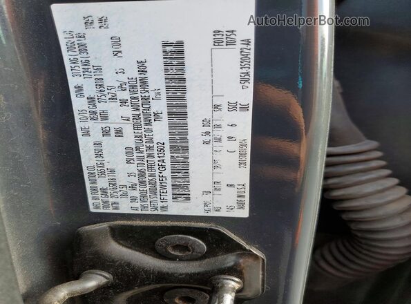 1FTEW1EF1GFA13502 2016 FORD F150 Серый Вид наклейки с VIN-кодом
