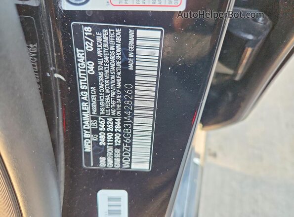 WDDZF6GB3JA428260 2018 MERCEDES-BENZ E Black VIN sticker view
