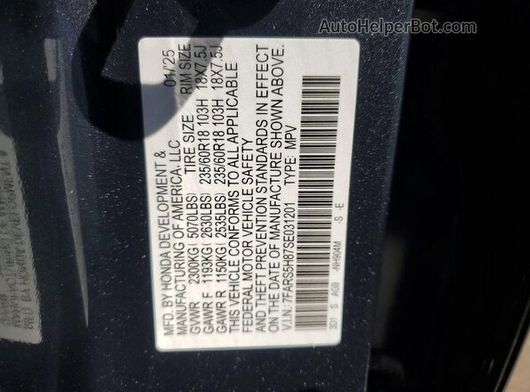 7FARS5H87SE031201 2025 HONDA CR-V Charcoal VIN sticker view