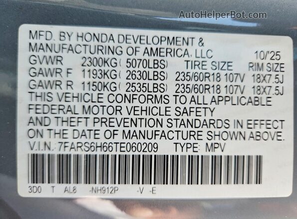 7FARS6H66TE060209 2026 HONDA CR-V Gray სალონის 360-გრადუსიანი ხედი