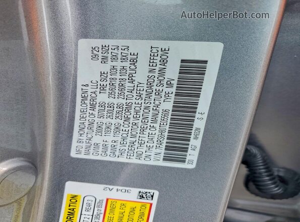 7FARS6H80TE055606 2026 HONDA CR-V Silver VIN sticker view