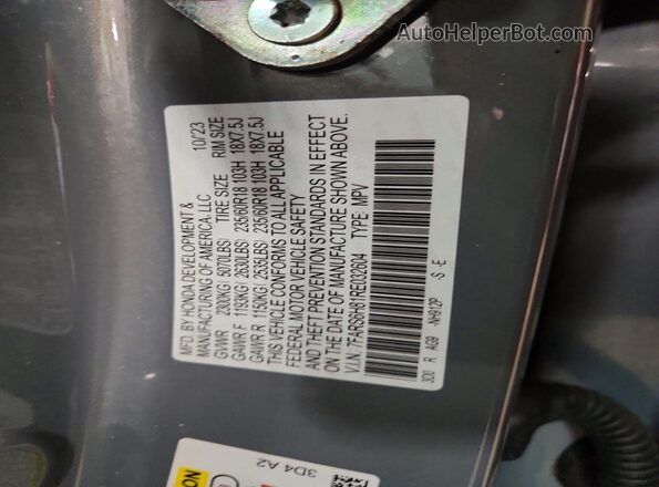 7FARS6H81RE032604 2024 HONDA CR-V Gray Вид наклейки з VIN-кодом