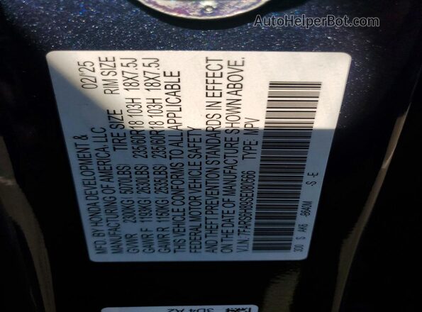 7FARS6H89SE080566 2025 HONDA CR-V Blue VIN sticker view