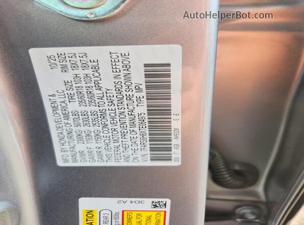 7FARS6H8XTE064975 2026 HONDA CR-V Silver Vista de la etiqueta del VIN