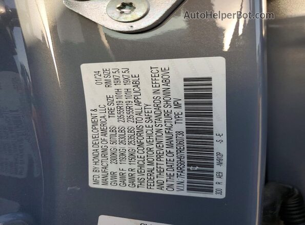 7FARS6H97RE060738 2024 HONDA CR-V Gray Vista de la etiqueta del VIN