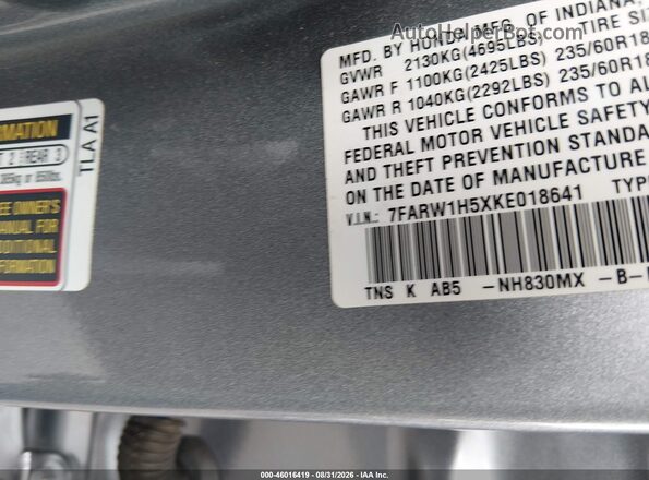 7FARW1H5XKE018641 2019 HONDA CR-V Silver Engine compartment view