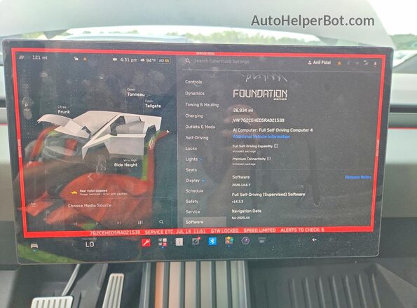 7G2CEHED5RA021539 2024 TESLA CYBERTRUCK White Widok zestawu wskaźników