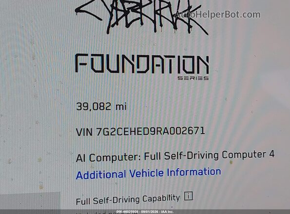 7G2CEHED9RA002671 2024 TESLA CYBERTRUCK Gray Панорамний вид салону 360°