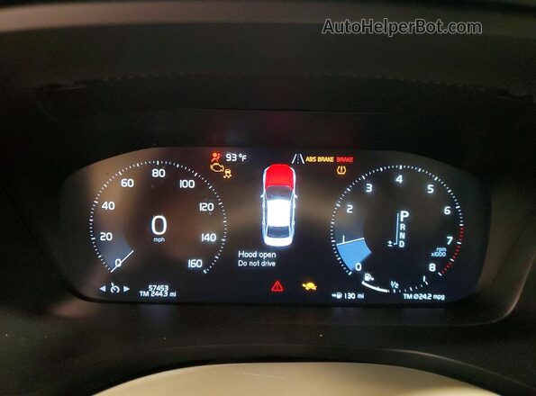 7JRA22TK7LG048468 2020 VOLVO S60 White Вид щитка приладів