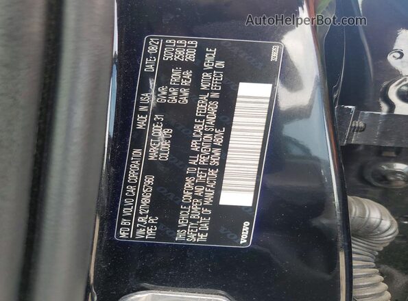 7JRL12TM8NG157960 2022 VOLVO S60 Black Вид наклейки з VIN-кодом
