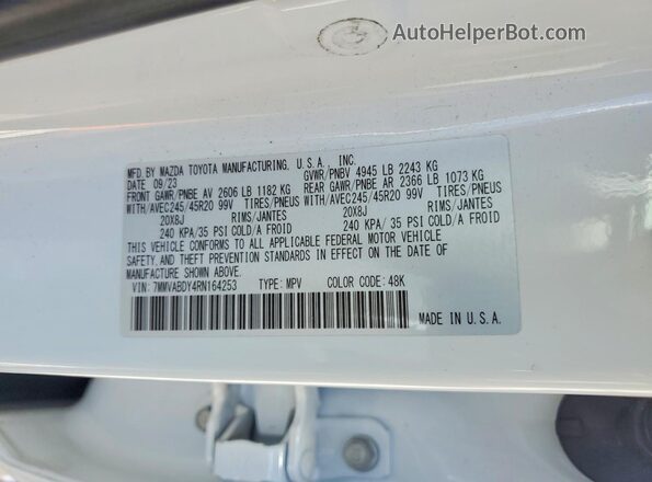 7MMVABDY4RN164253 2024 MAZDA CX-5 White Vista del compartimento del motor